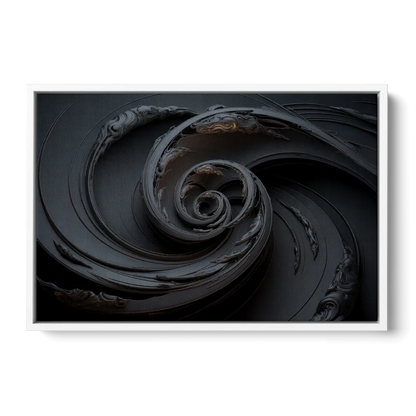 Elegance in Motion Black Abstract - White Frame Canvas