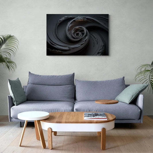 Elegance in Motion Black Abstract - Canvas Wall Art Living Room