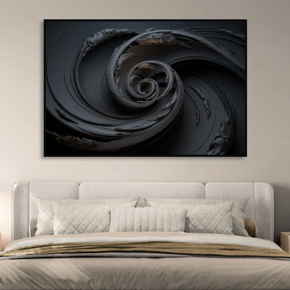 Elegance in Motion Black Abstract Sitting Room - Black Canvas Wall Art