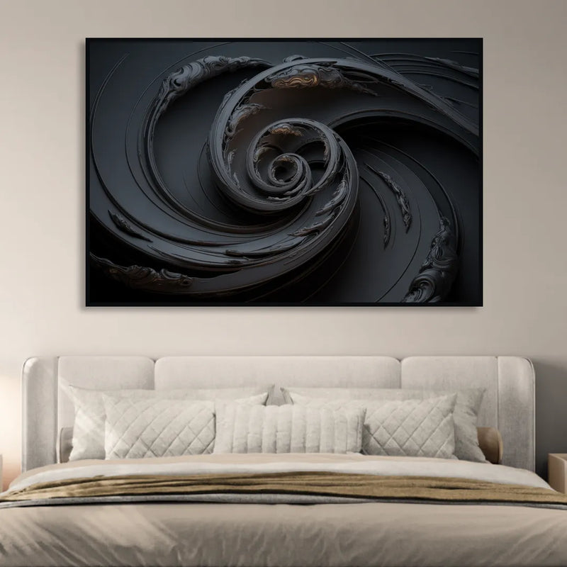 Elegance in Motion Black Abstract Sitting Room - Black Canvas Wall Art