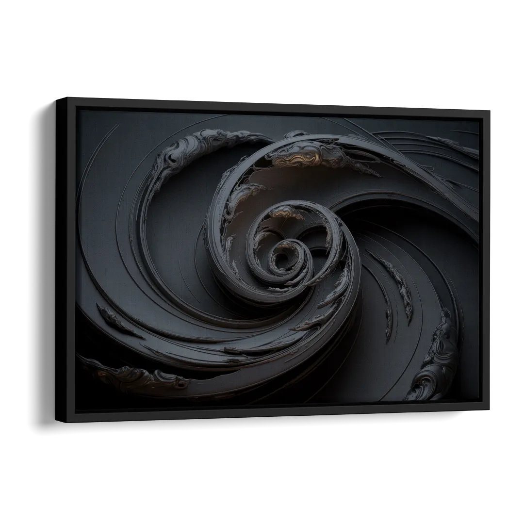 Elegance in Motion Black Abstract Side - Black Canvas Wall Art