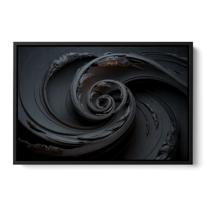 Elegance in Motion Black Abstract - Black Frame Canvas