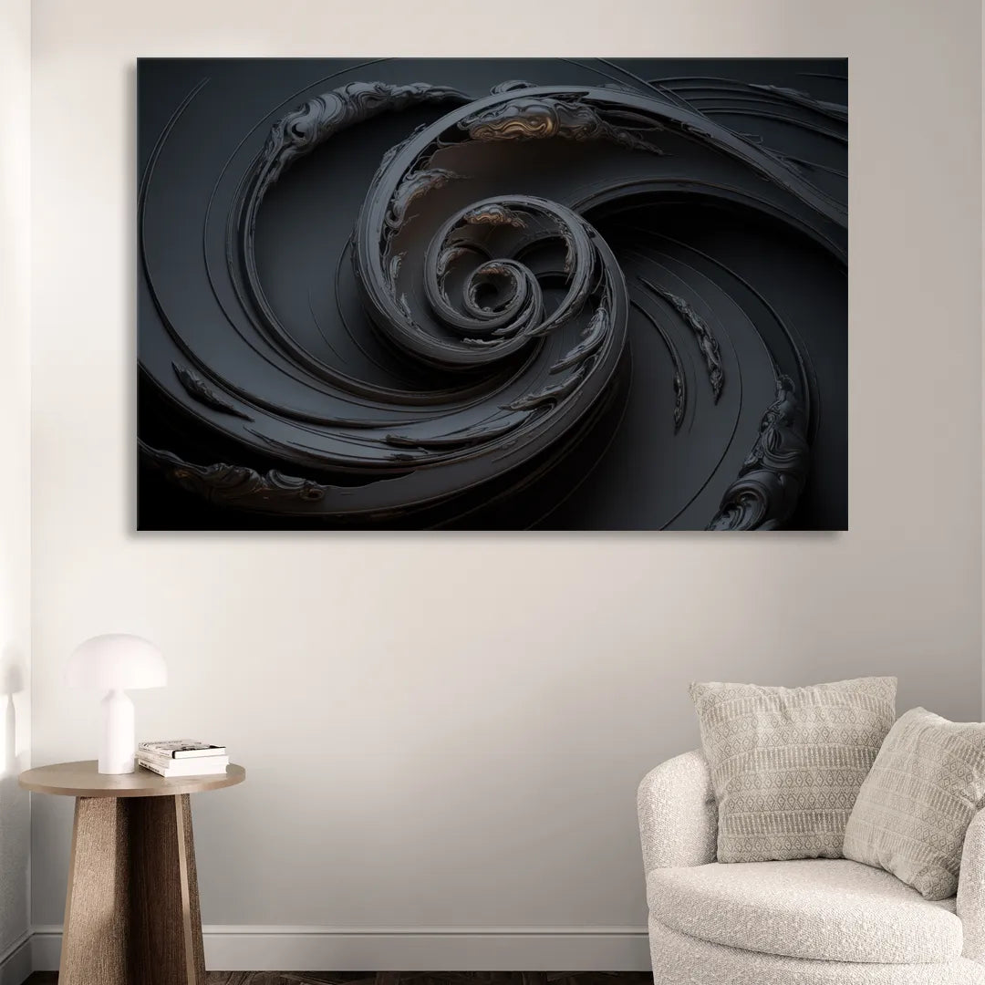 Elegance in Motion Black Abstract Sitting Room - Canvas Wall Art
