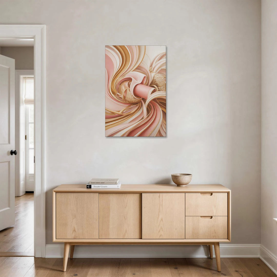 Elegance in Motion Pink and Gold Abstract - Canvas Wall Art - Coffee Table - 24x36