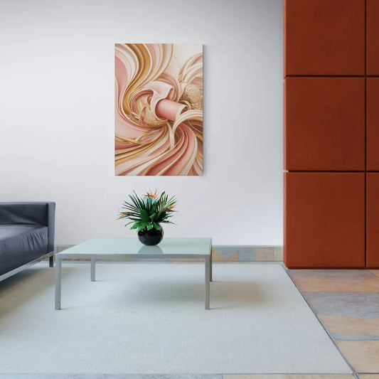 Elegance in Motion Pink and Gold Abstract - Canvas Wall Art Living Room