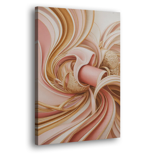 Elegance in Motion Pink and Gold Abstract Side - Canvas Wall Art