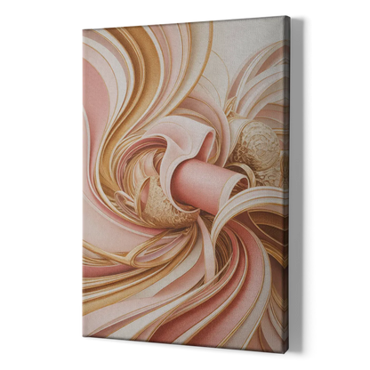 Elegance in Motion Pink and Gold Abstract - Canvas Print Art Sides