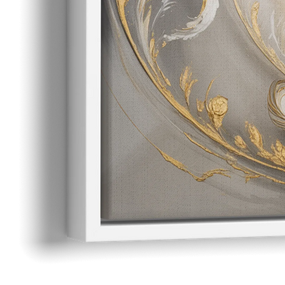 Elegance in White and Gold - Close-Up White Frame Canvas