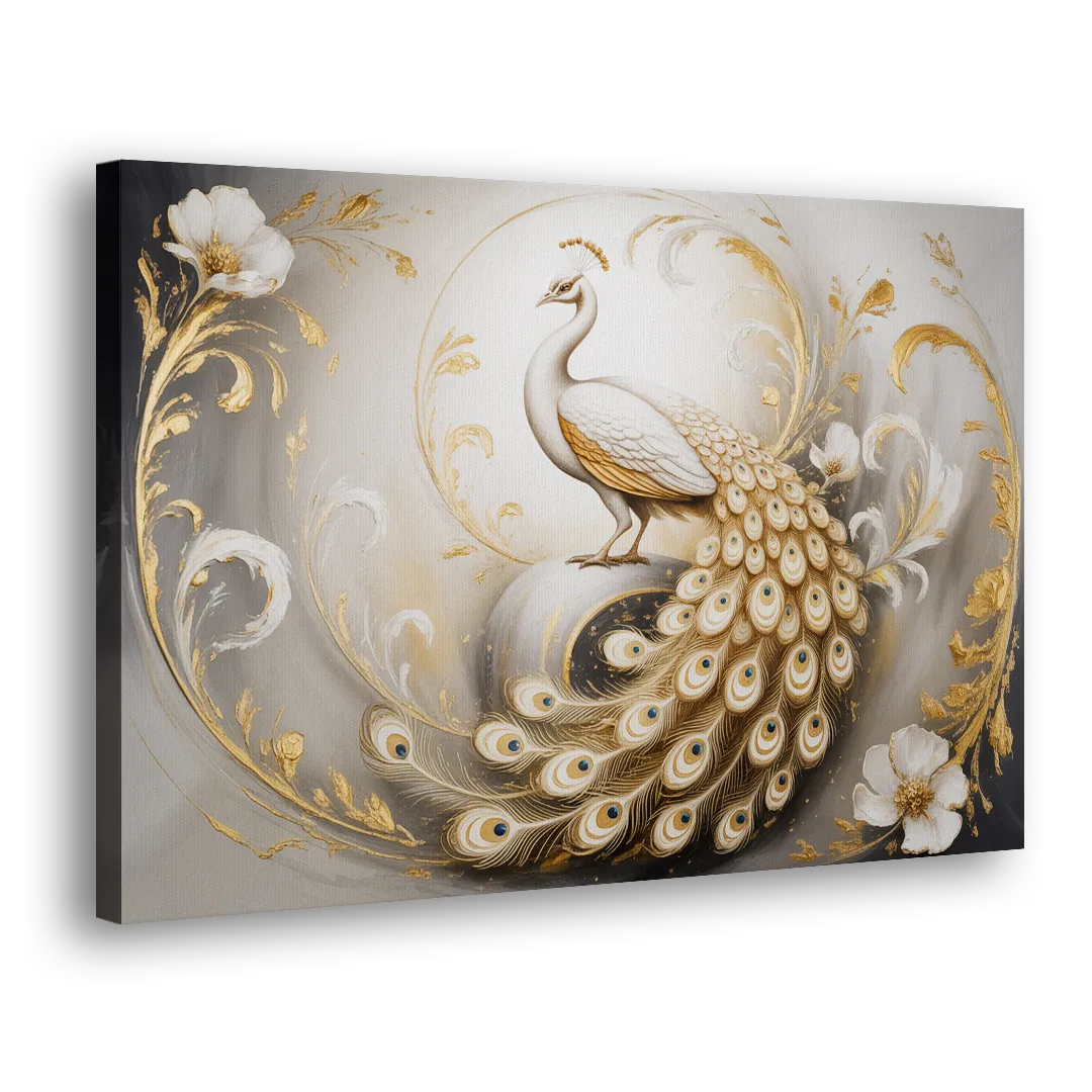 Elegance in White and Gold Side - Canvas Wall Art