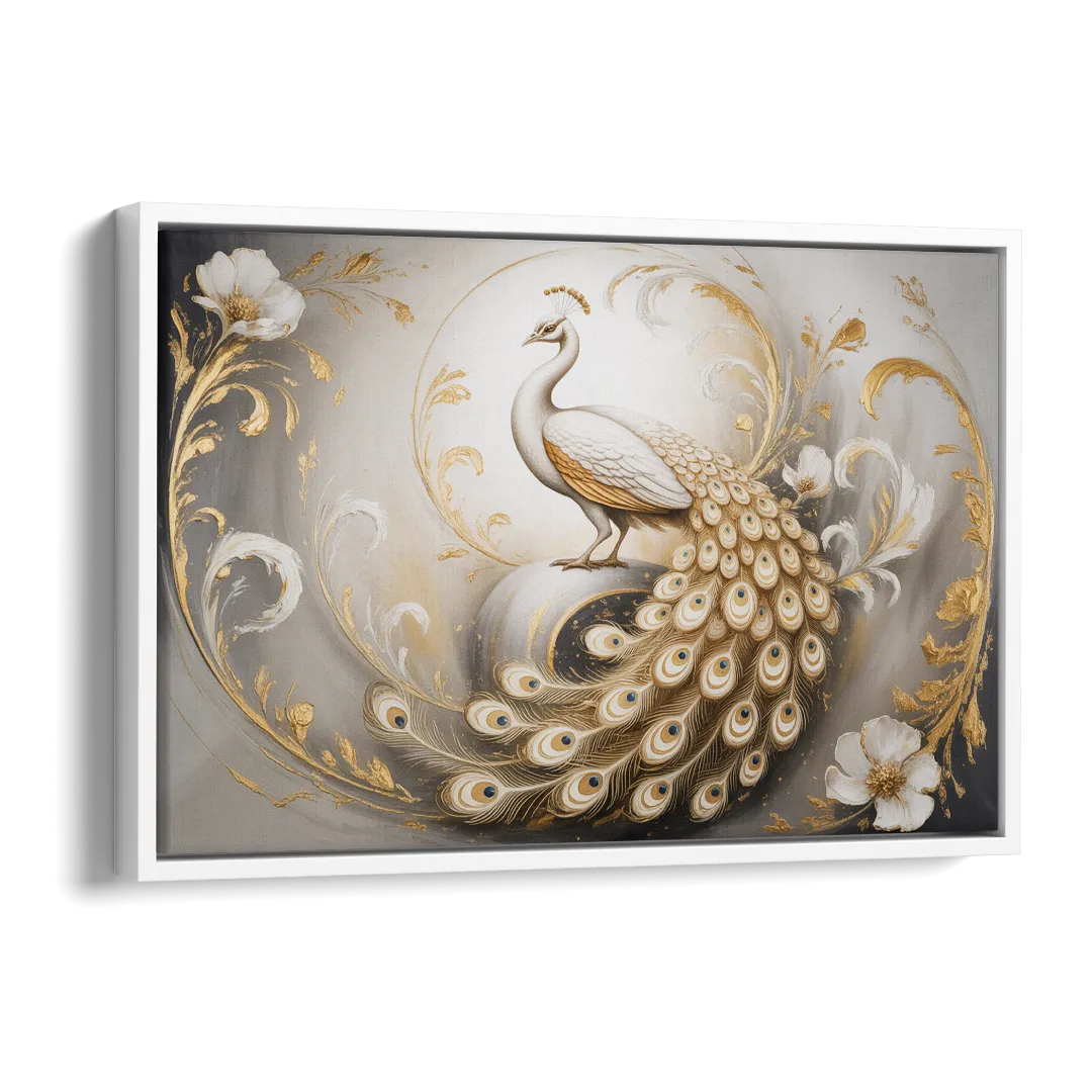Elegance in White and Gold Side - White Canvas Wall Art