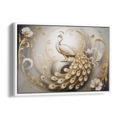 Elegance in White and Gold Side - White Canvas Wall Art