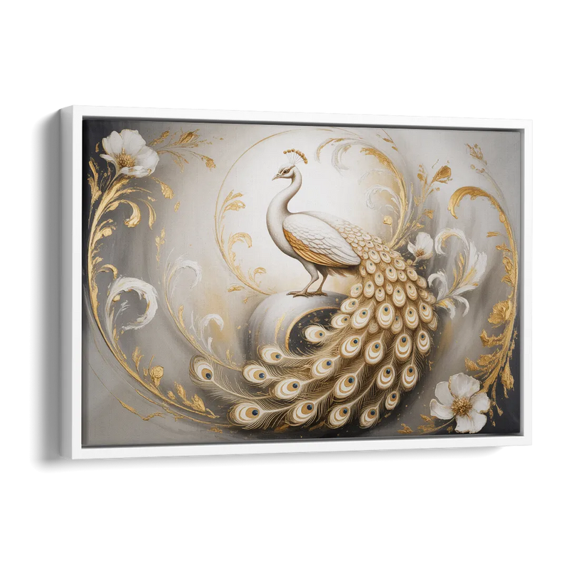 Elegance in White and Gold Side - White Canvas Wall Art
