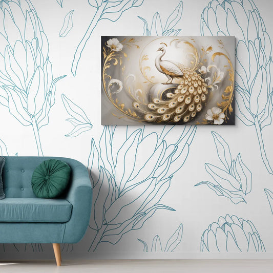 Elegance in White and Gold - Canvas Wall Art Living Room