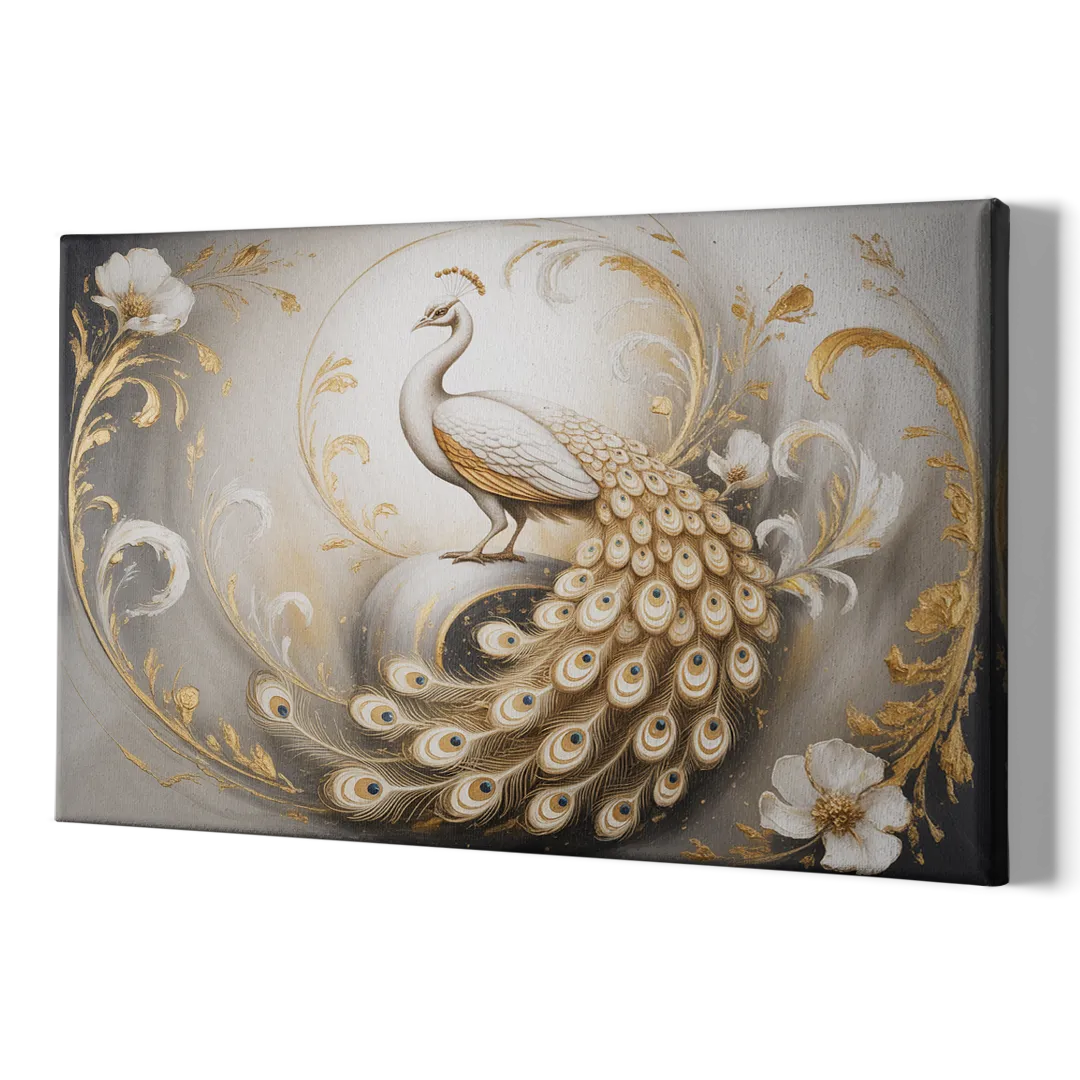 Elegance in White and Gold - Canvas Print Art Sides
