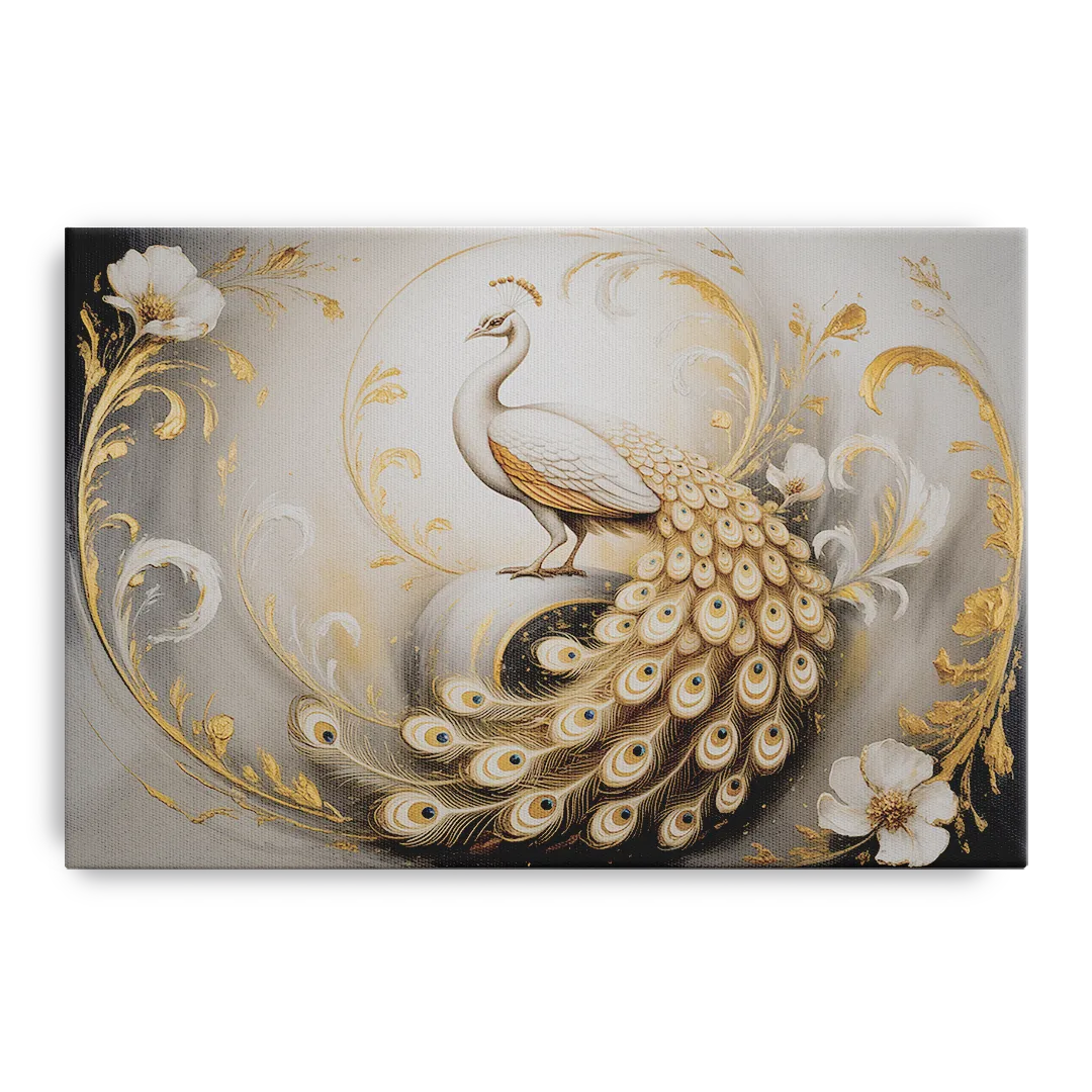 Elegance in White and Gold Front - Canvas Wall Art