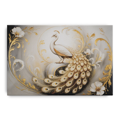 Elegance in White and Gold Front - Canvas Wall Art