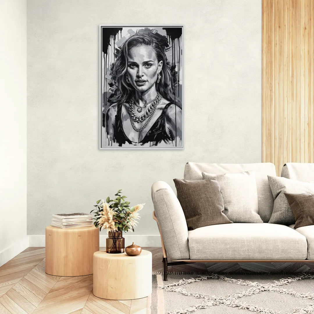 Elegance - Living Room White Frame Canvas