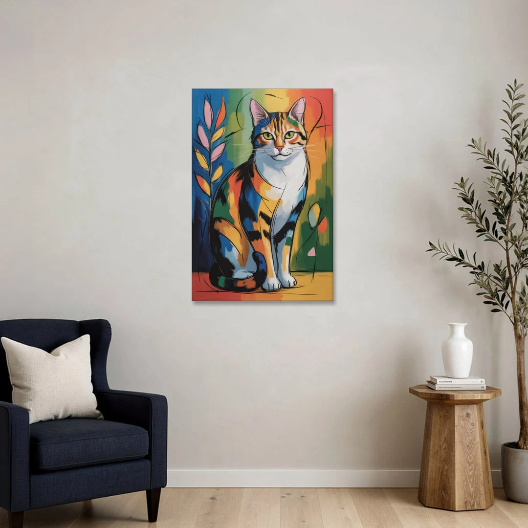 Elegant Calico Cat - Canvas Wall Art - Sofa - 24x36