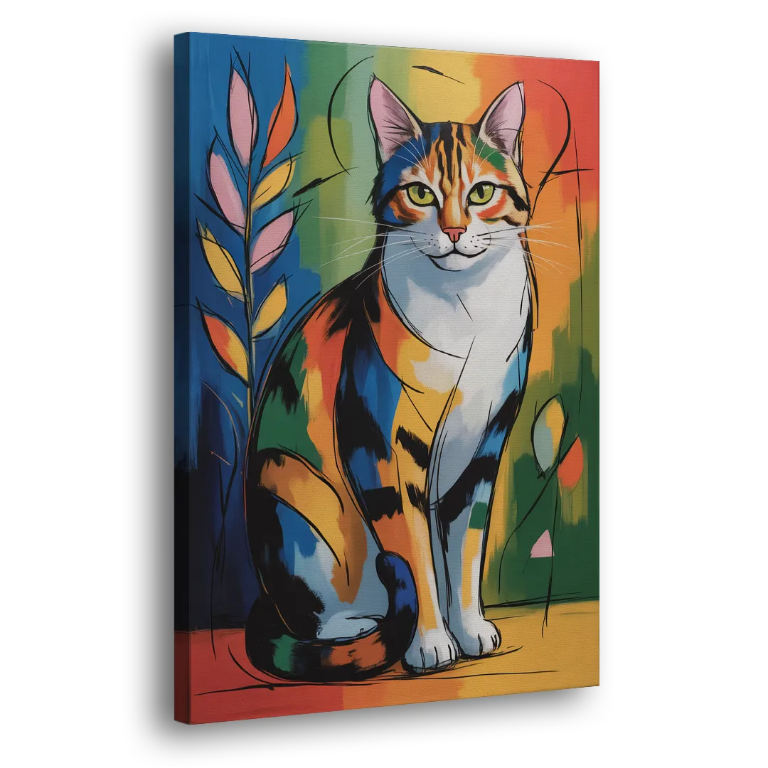 Elegant Calico Cat Side - Canvas Wall Art