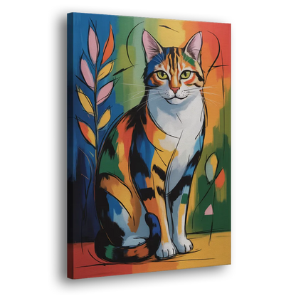 Elegant Calico Cat Side - Canvas Wall Art