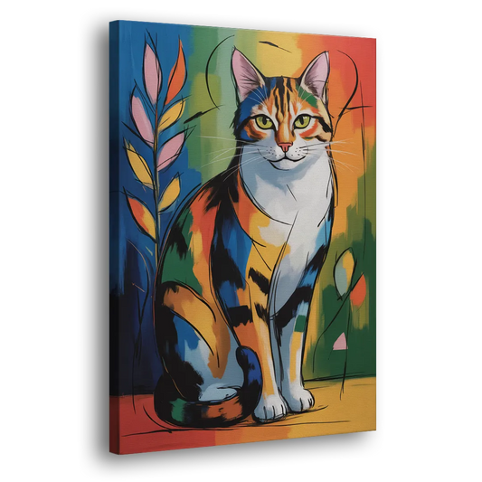 Elegant Calico Cat Side - Canvas Wall Art