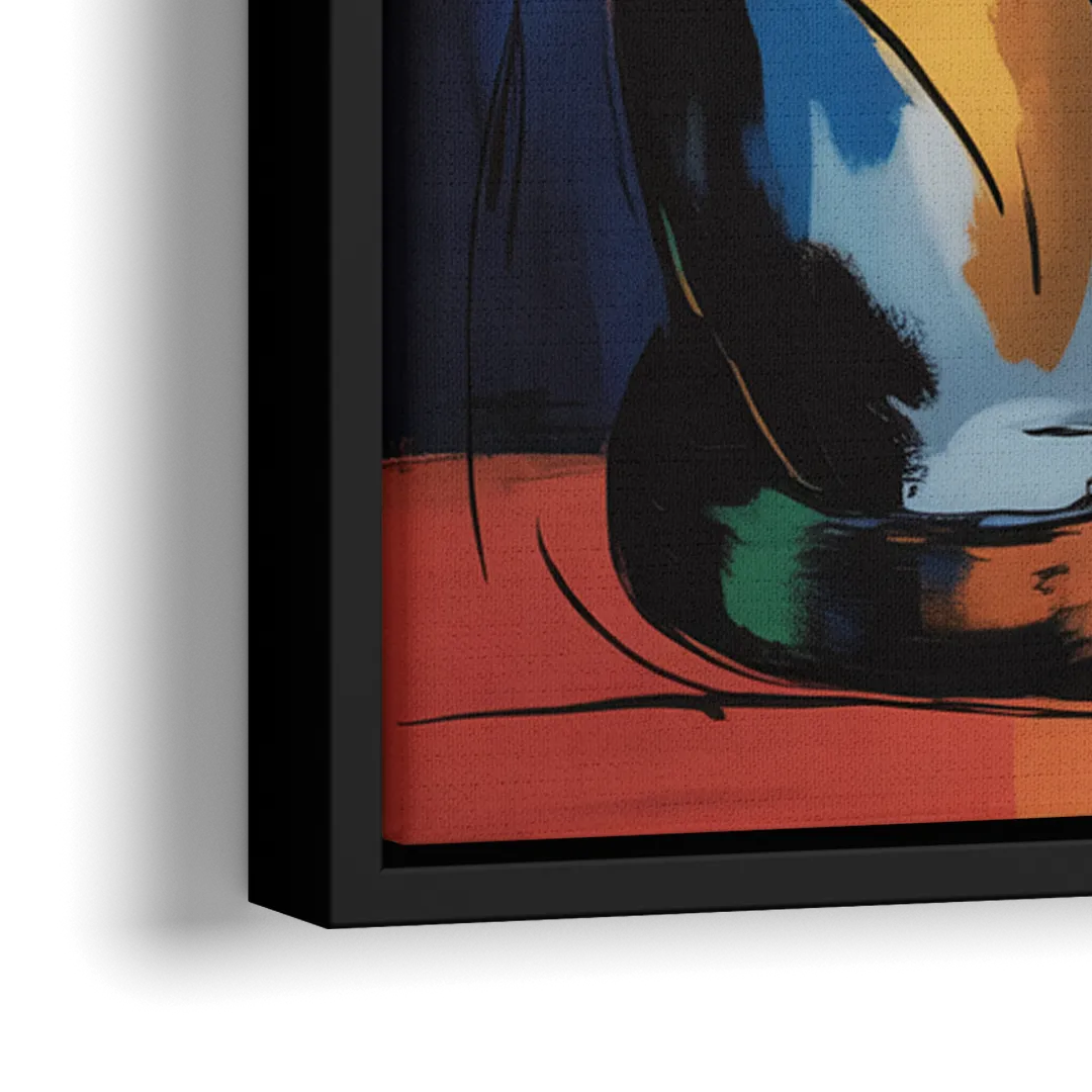 Elegant Calico Cat - Close-Up Black Frame Canvas