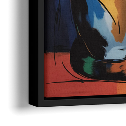 Elegant Calico Cat - Close-Up Black Frame Canvas