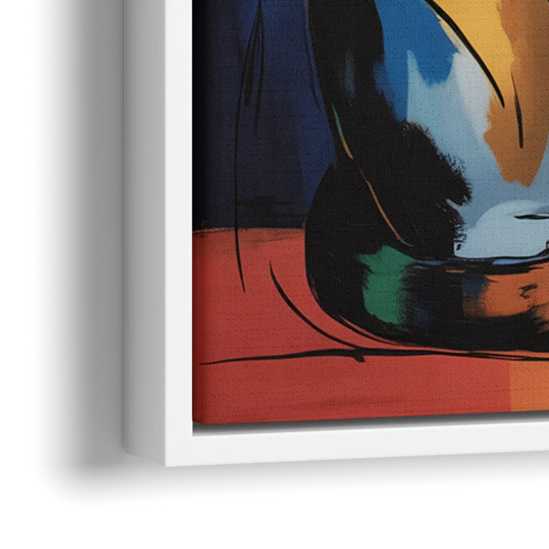 Elegant Calico Cat - Close-Up White Frame Canvas
