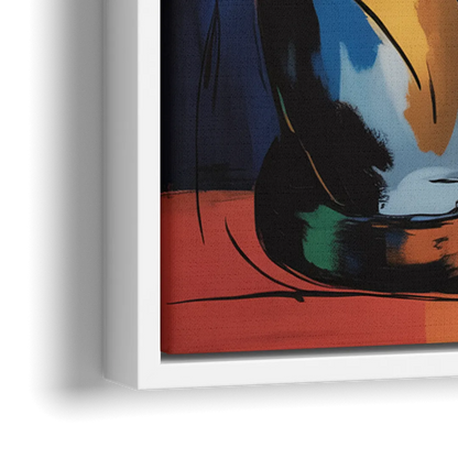 Elegant Calico Cat - Close-Up White Frame Canvas