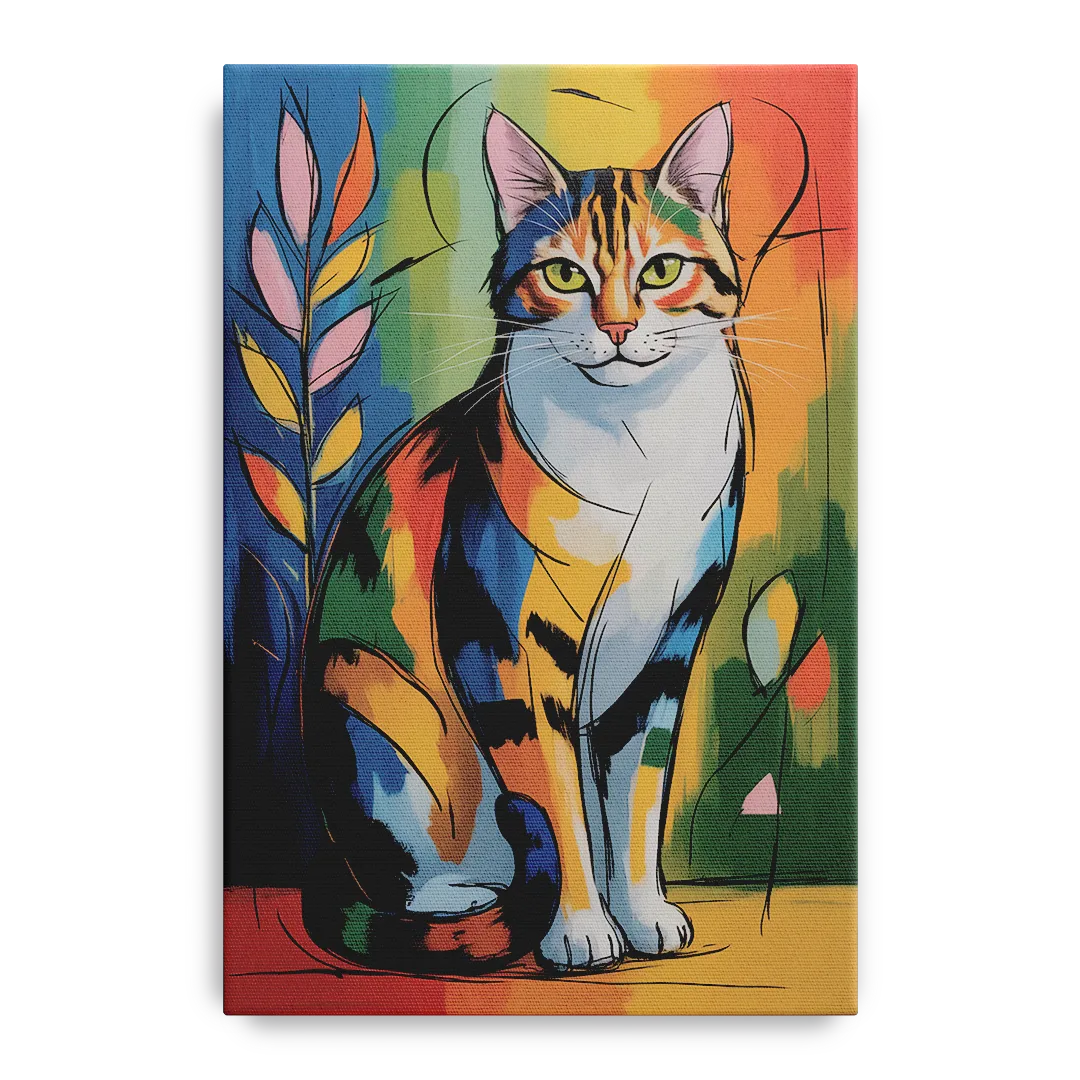 Elegant Calico Cat Front - Canvas Wall Art