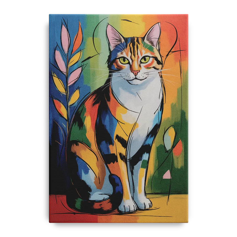 Elegant Calico Cat Front - Canvas Wall Art