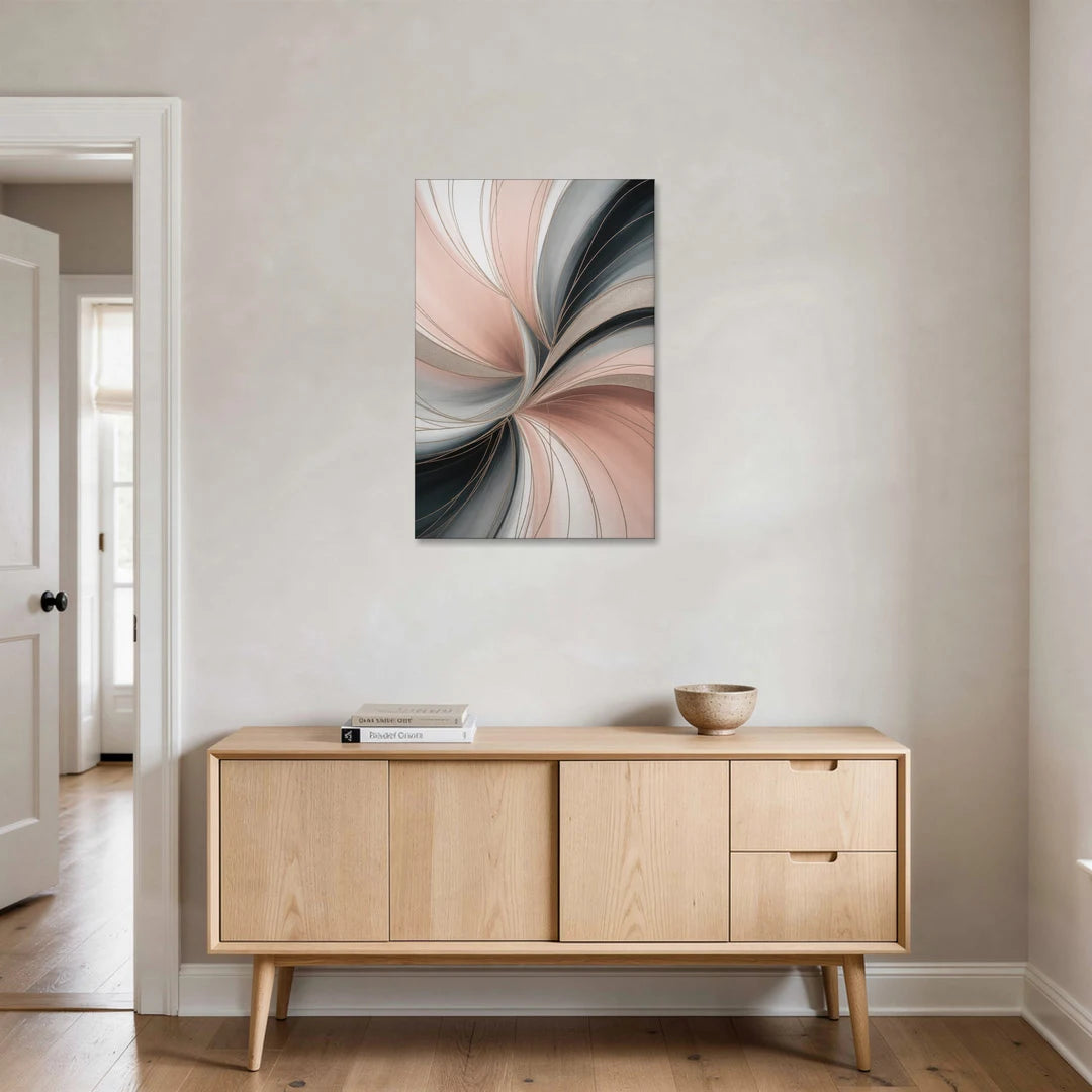 Elegant Curves Pink and Grey Abstract - Canvas Wall Art - Coffee Table - 24x36