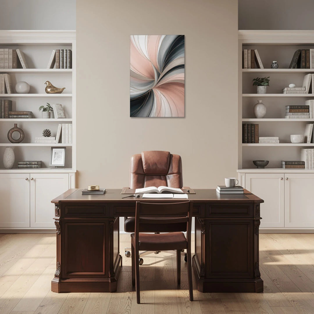Elegant Curves Pink and Grey Abstract - Canvas Wall Art - Office - 24x36