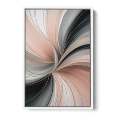 Elegant Curves Pink and Grey Abstract - White Framed Canvas Wall Art - Front