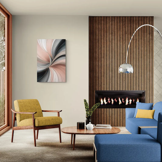 Elegant Curves Pink and Grey Abstract - Canvas Wall Art Living Room