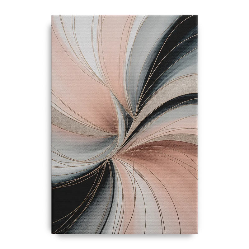 Elegant Curves Pink and Grey Abstract Front - Canvas Wall Art