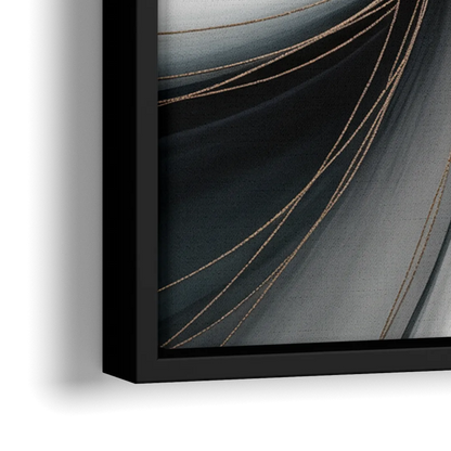 Elegant Curves Pink and Grey Abstract - Close-Up Black Frame Canvas