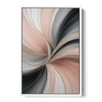 Elegant Curves Pink and Grey Abstract Front - White Canvas Wall Art