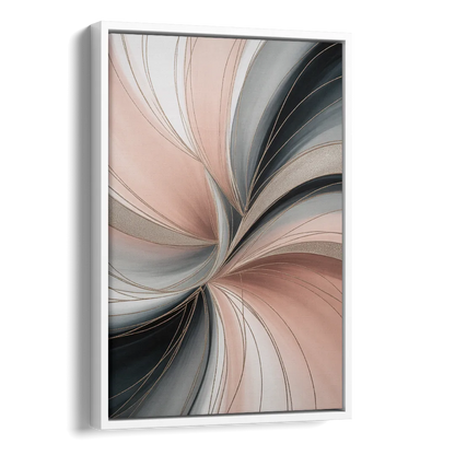 Elegant Curves Pink and Grey Abstract Side - White Canvas Wall Art