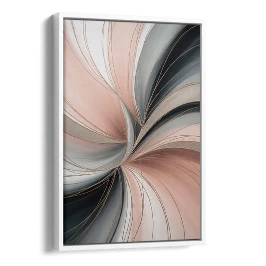 Elegant Curves Pink and Grey Abstract Side - White Canvas Wall Art
