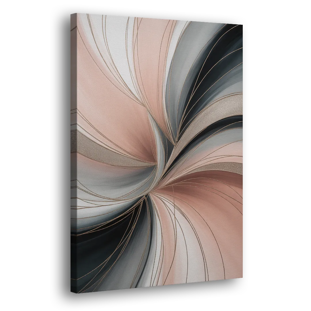 Elegant Curves Pink and Grey Abstract Side - Canvas Wall Art