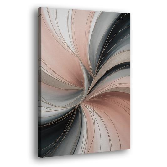 Elegant Curves Pink and Grey Abstract Side - Canvas Wall Art