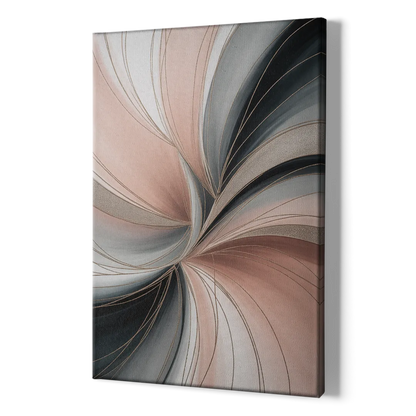 Elegant Curves Pink and Grey Abstract - Canvas Print Art Sides