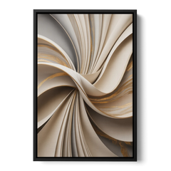 Elegant Flow Beige Abstract - Black Framed Canvas Wall Art - Front