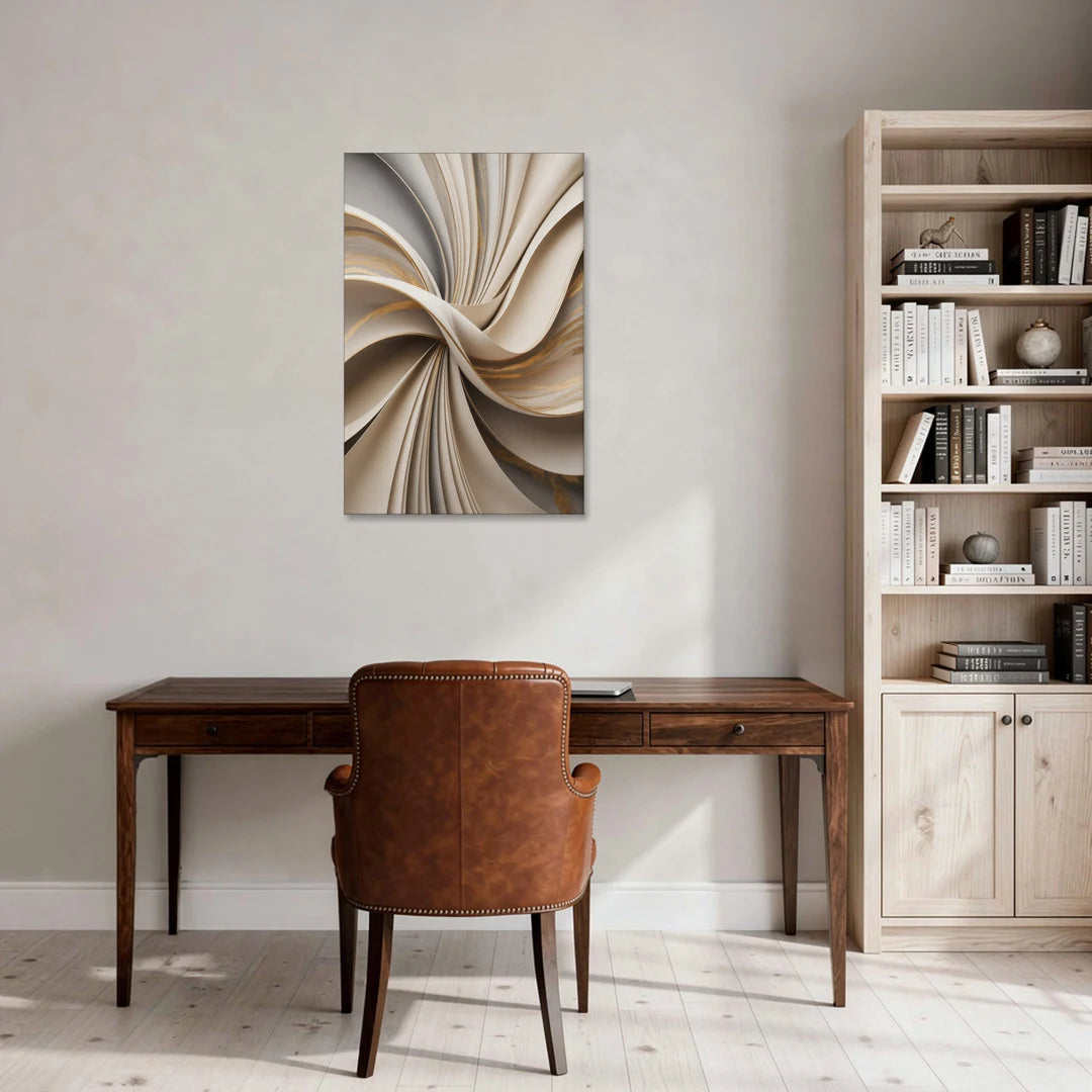 Elegant Flow Beige Abstract - Canvas Wall Art - Office - 24x36