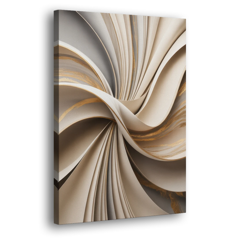 Elegant Flow Beige Abstract - Canvas Wall Art - Side