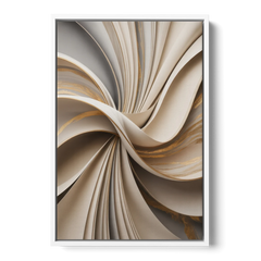 Elegant Flow Beige Abstract - White Framed Canvas Wall Art - Front