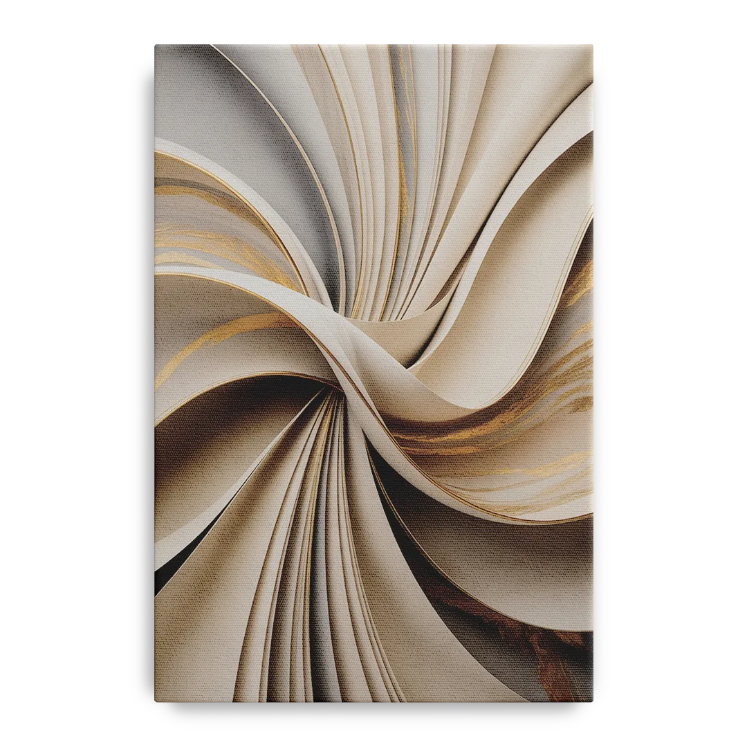 Elegant Flow Beige Abstract Front - Canvas Wall Art