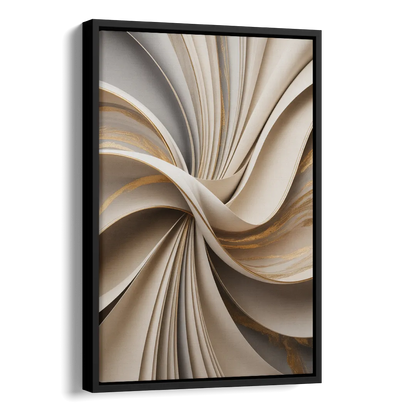 Elegant Flow Beige Abstract Side - Black Canvas Wall Art