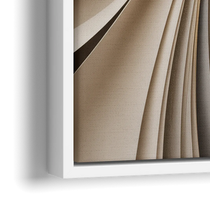 Elegant Flow Beige Abstract - Close-Up White Frame Canvas